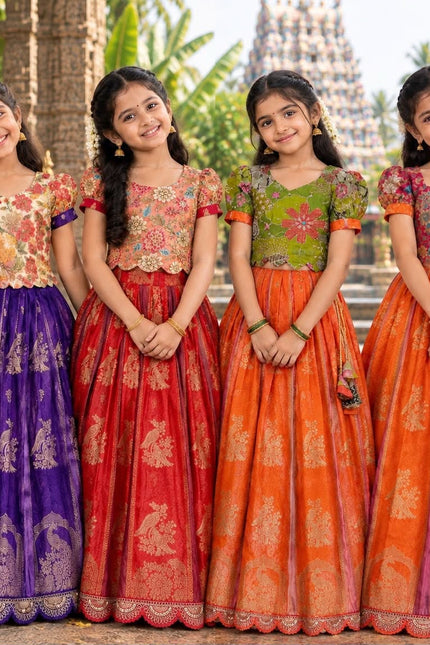 Georgette with multi color kids lehanga SS75