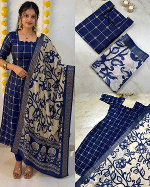 Blue & flower design duppata