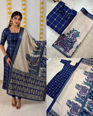 Blue & Kalamkari duppata