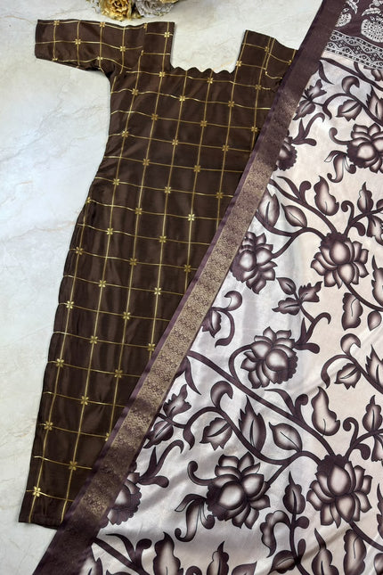 Traditional Checked Kurti & Kalamkari Dupatta SS989