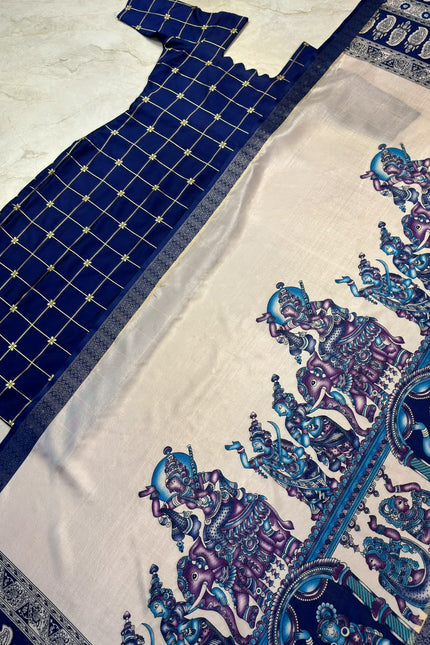 Traditional Checked Kurti & Kalamkari Dupatta SS989