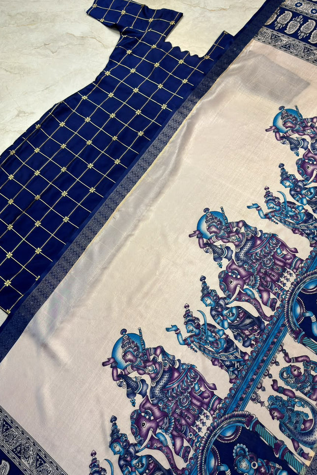 Traditional Checked Kurti & Kalamkari Dupatta SS989
