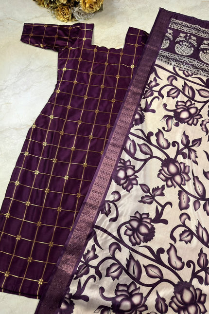 Traditional Checked Kurti & Kalamkari Dupatta SS989
