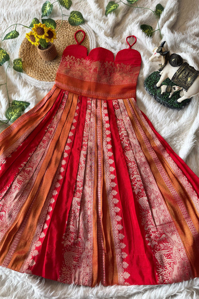 Girls Visocse Stipe Gown with coat model SS595