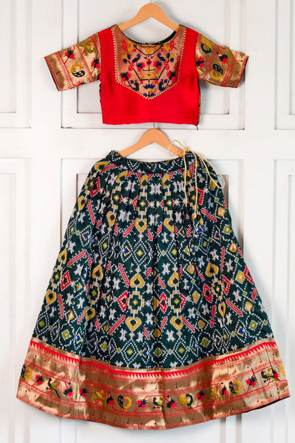 Beautiful Paithani weaving skirt & top set for girls SS1015