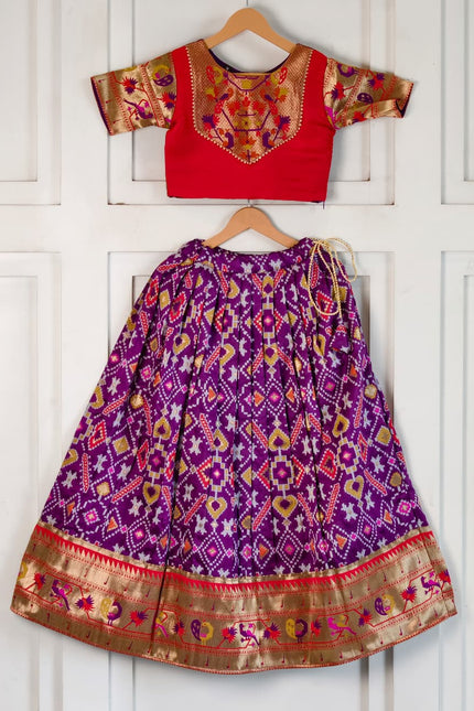 Beautiful Paithani weaving skirt & top set for girls SS1015