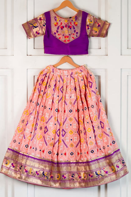 Beautiful Paithani weaving skirt & top set for girls SS1015
