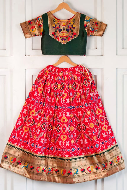 Beautiful Paithani weaving skirt & top set for girls SS1015