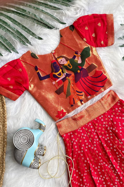 Charming Bandhani skirt and top set for girls SS556
