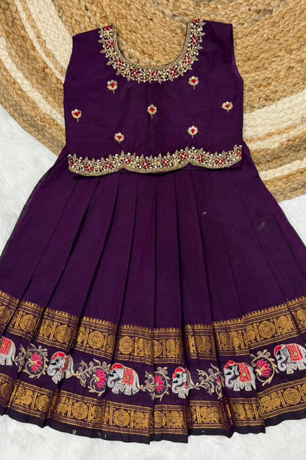 Pure cotton gap border design lehanga SS564