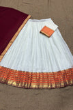 blouse unstitched / white & orange