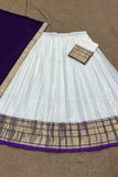 blouse unstitched / white & purple