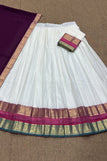 blouse unstitched / white & deep pruple