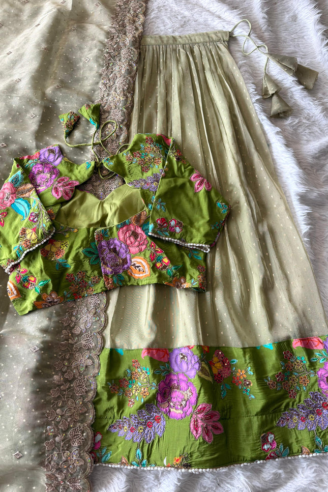 Soft salsa fabric Lehanga SS762
