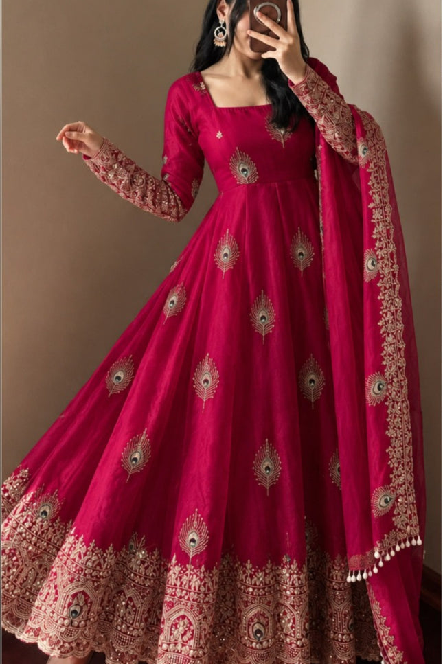 Fendy silk With Fully Flair  Designer Gown  SS826