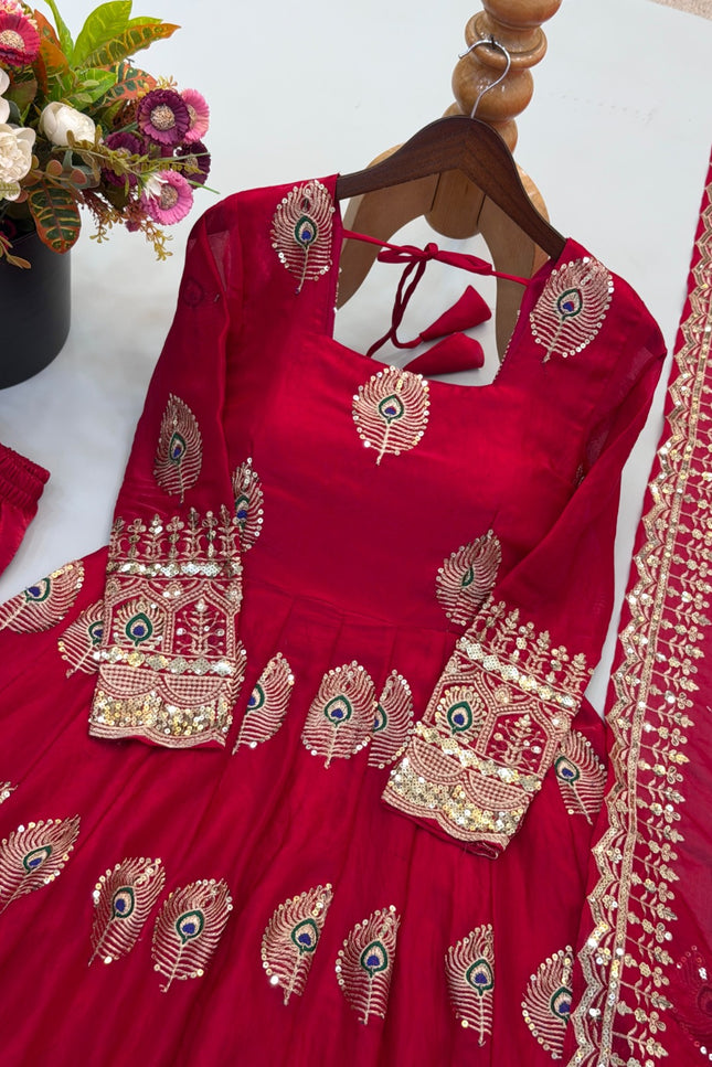Fendy silk With Fully Flair  Designer Gown  SS826