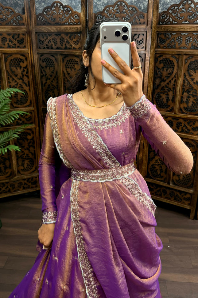 South Silk Gown with Dupatta & Belt SS836