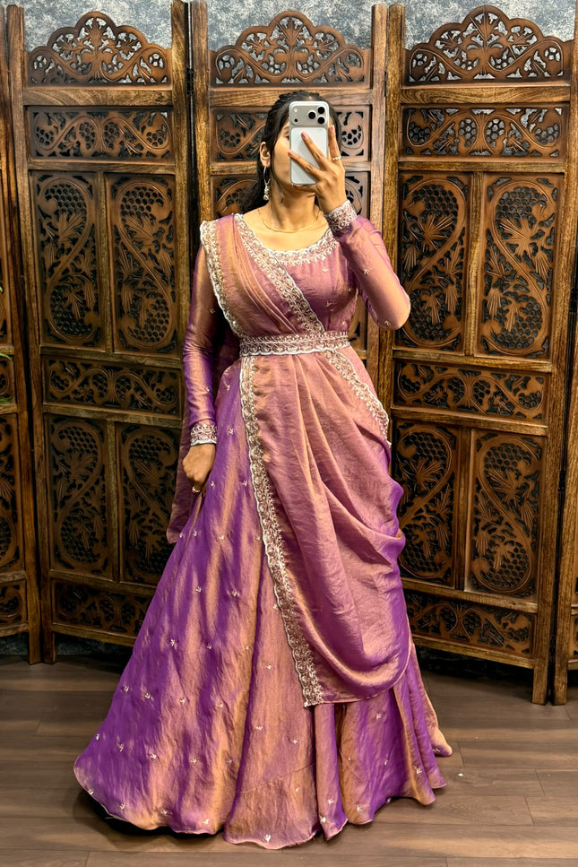 South Silk Gown with Dupatta & Belt SS836