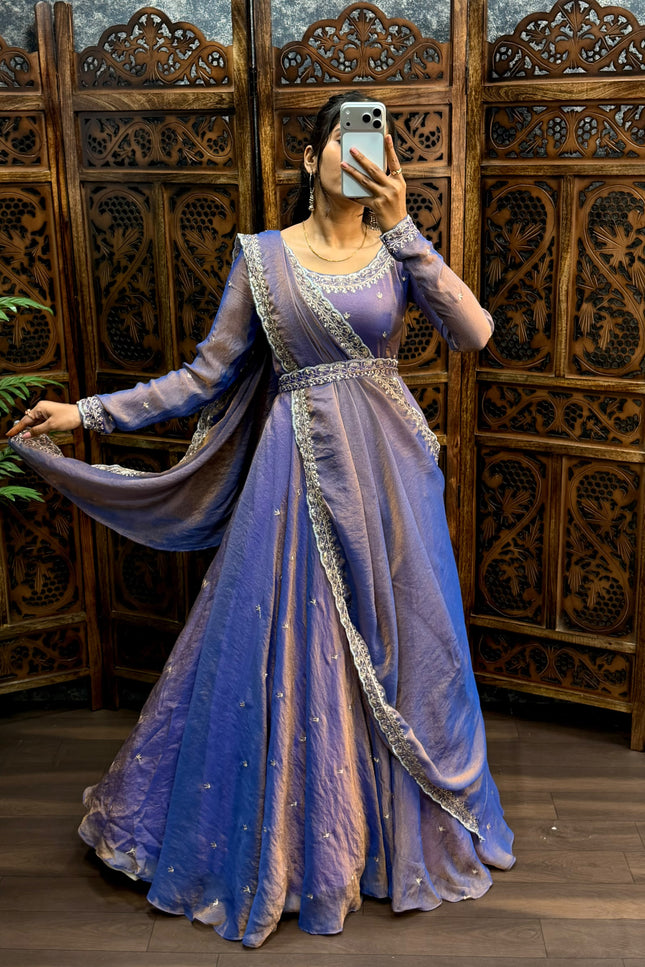South Silk Gown with Dupatta & Belt SS836