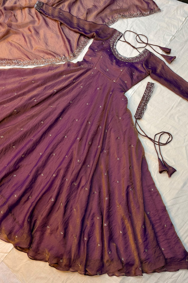South Silk Gown with Dupatta & Belt SS836