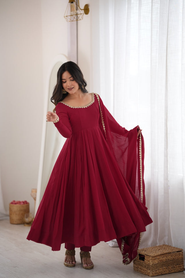Pure Mal Chanderi Fully Flare Anarkali SS839