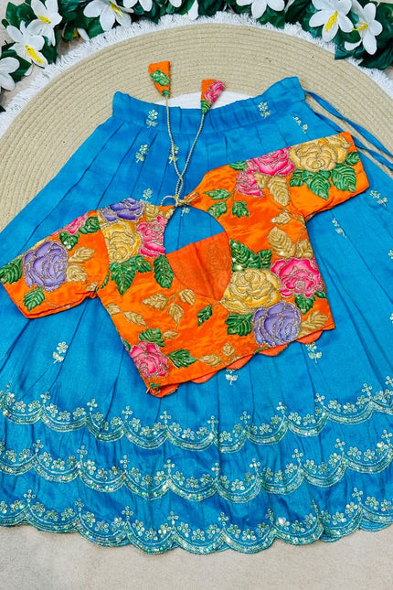 TISSUE SILK  WITH NATURAL CREPE KIDS LEHANGA  SS844