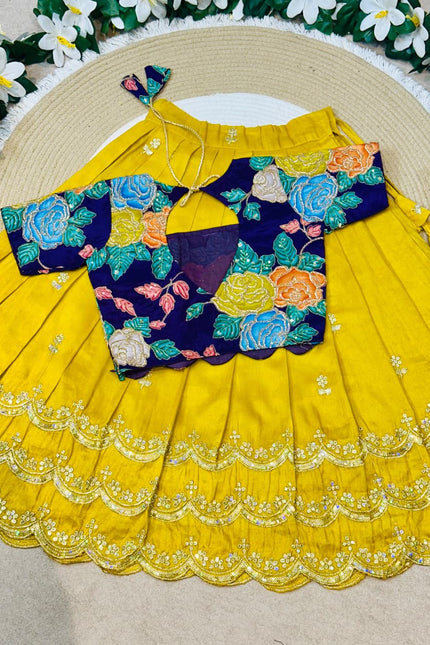 TISSUE SILK  WITH NATURAL CREPE KIDS LEHANGA  SS844