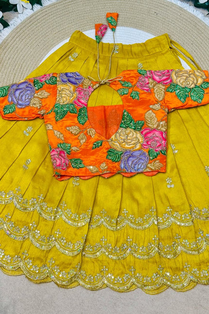 TISSUE SILK  WITH NATURAL CREPE KIDS LEHANGA  SS844