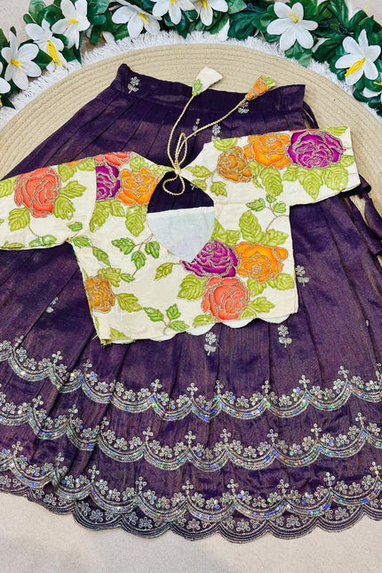 TISSUE SILK  WITH NATURAL CREPE KIDS LEHANGA  SS844