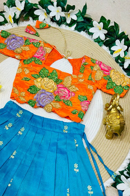 TISSUE SILK  WITH NATURAL CREPE KIDS LEHANGA  SS844
