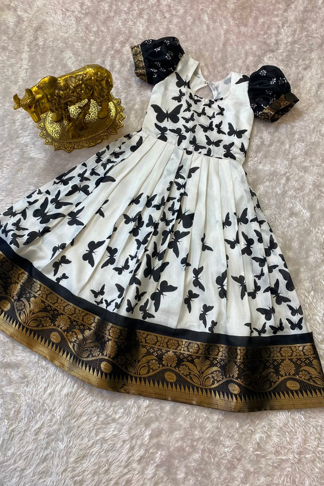 Kids Butterfly Printed Long Gown SS936