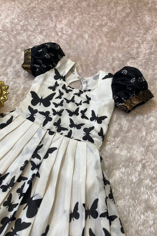 Kids Butterfly Printed Long Gown SS936