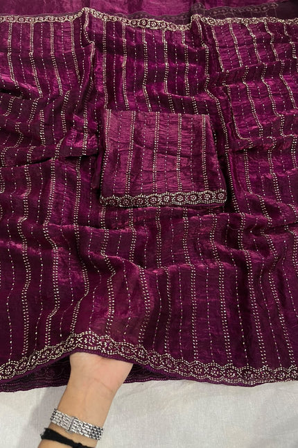 SPACE SILK SAREE WITH BITS SEQUINS WORK SS892