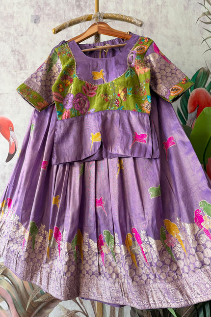 Viscose tissue & parrot design crop top SS922