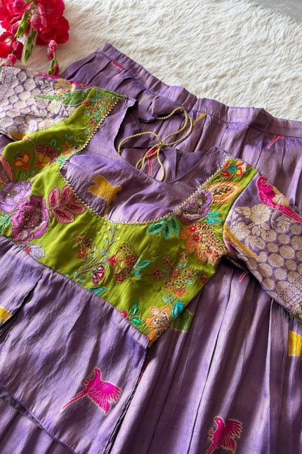 Viscose tissue & parrot design crop top SS922