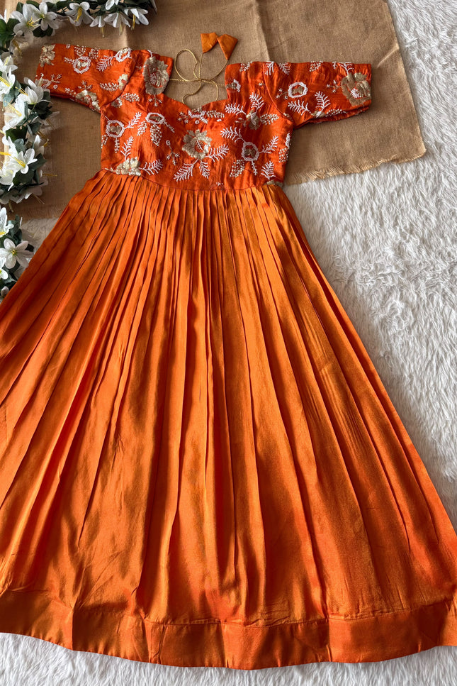 Soft n Shine viscose tissue Maggam work Gown SS938
