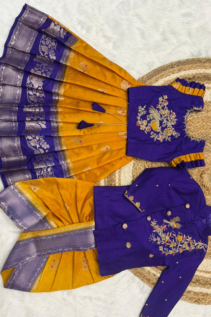 Soft Banaras Silk Sister Brother Combo Set SS545